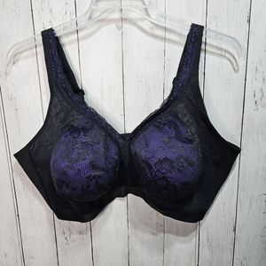 Cacique Lane Bryant Women's Plus Size 48DDD Black Lace Bra Purple Underwire.